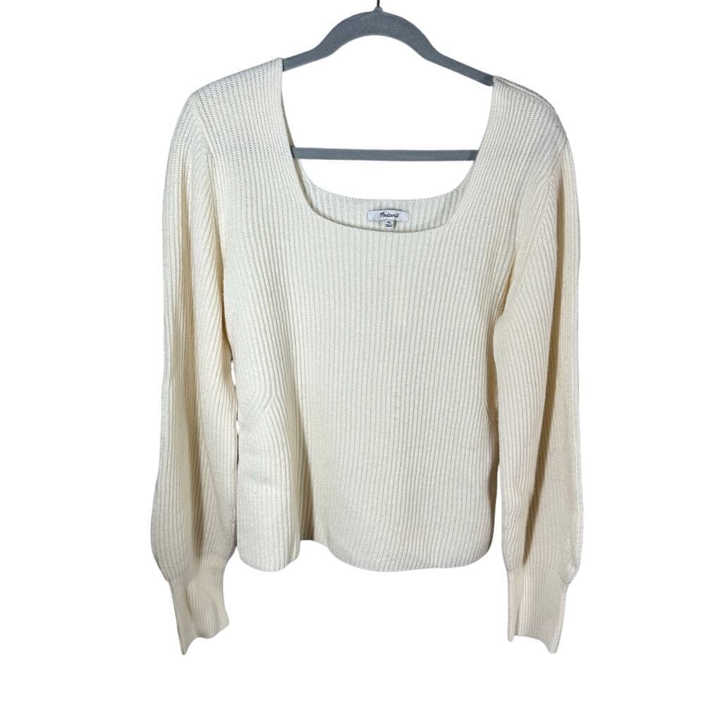 Madewell Leyton Square Neck Pullover Wool Cashmere Blend Sweater Size XL